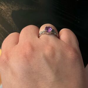 Elegant Silver and Purple Women's Ring